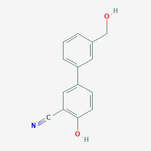 molecular formula C14H11NO2 B6375668 2-Cyano-4-(3-hydroxymethylphenyl)phenol, 95% CAS No. 1261918-89-1