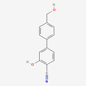 molecular formula C14H11NO2 B6375673 2-Cyano-5-(4-hydroxymethylphenyl)phenol, 95% CAS No. 1262003-16-6