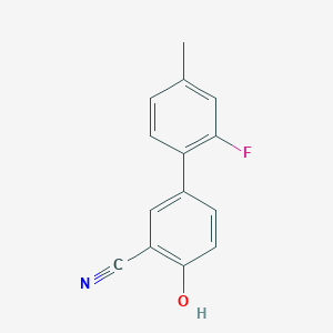 molecular formula C14H10FNO B6375719 2-Cyano-4-(2-fluoro-4-methylphenyl)phenol, 95% CAS No. 1261949-59-0