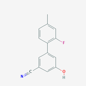 molecular formula C14H10FNO B6375741 3-Cyano-5-(2-fluoro-4-methylphenyl)phenol, 95% CAS No. 1261974-32-6