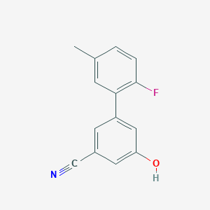 molecular formula C14H10FNO B6375762 3-Cyano-5-(2-fluoro-5-methylphenyl)phenol, 95% CAS No. 1261949-63-6