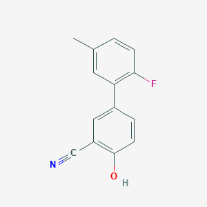 molecular formula C14H10FNO B6375776 2-Cyano-4-(2-fluoro-5-methylphenyl)phenol, 95% CAS No. 1261918-93-7