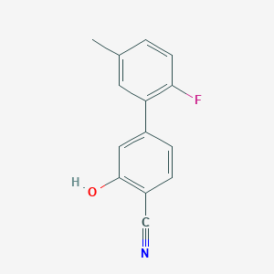 molecular formula C14H10FNO B6375777 2-Cyano-5-(2-fluoro-5-methylphenyl)phenol, 95% CAS No. 1261982-83-5