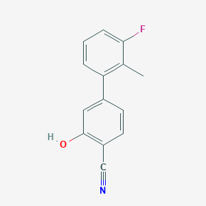 molecular formula C14H10FNO B6375785 2-Cyano-5-(3-fluoro-2-methylphenyl)phenol, 95% CAS No. 1261985-61-8