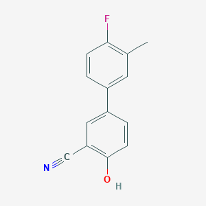 molecular formula C14H10FNO B6375788 2-Cyano-4-(4-fluoro-3-methylphenyl)phenol, 95% CAS No. 1261949-73-8