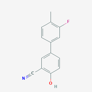 molecular formula C14H10FNO B6375803 2-Cyano-4-(3-fluoro-4-methylphenyl)phenol, 95% CAS No. 1261967-34-3
