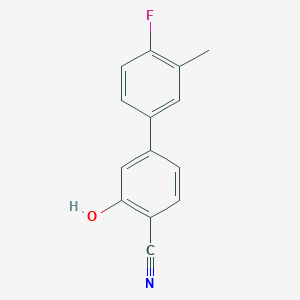 molecular formula C14H10FNO B6375809 2-Cyano-5-(4-fluoro-3-methylphenyl)phenol, 95% CAS No. 1261889-13-7