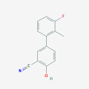 molecular formula C14H10FNO B6375812 2-Cyano-4-(3-fluoro-2-methylphenyl)phenol, 95% CAS No. 1261918-95-9