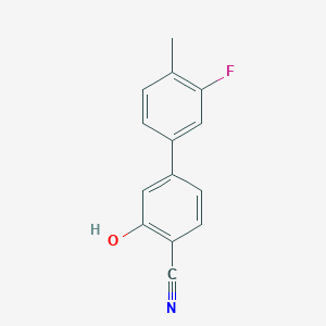 molecular formula C14H10FNO B6375820 2-Cyano-5-(3-fluoro-4-methylphenyl)phenol, 95% CAS No. 1261918-97-1