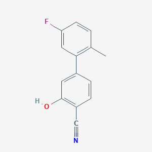 molecular formula C14H10FNO B6375824 2-Cyano-5-(5-fluoro-2-methylphenyl)phenol, 95% CAS No. 1261889-17-1