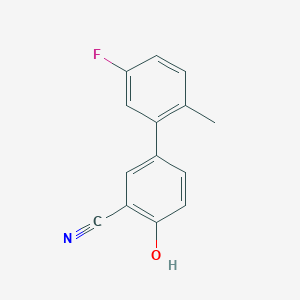 molecular formula C14H10FNO B6375841 2-Cyano-4-(5-fluoro-2-methylphenyl)phenol, 95% CAS No. 1261891-16-0