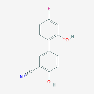 molecular formula C13H8FNO2 B6375848 2-Cyano-4-(4-fluoro-2-hydroxyphenyl)phenol, 95% CAS No. 1261901-02-3
