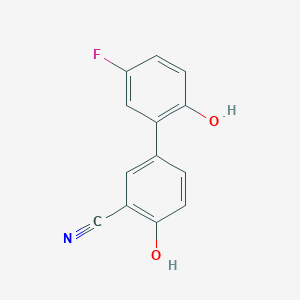 molecular formula C13H8FNO2 B6375863 2-Cyano-4-(5-fluoro-2-hydroxyphenyl)phenol, 95% CAS No. 1261931-85-4