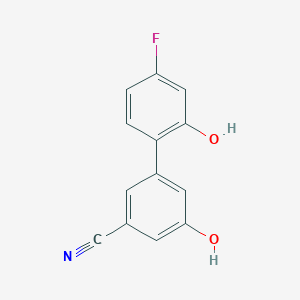 molecular formula C13H8FNO2 B6375871 3-Cyano-5-(4-fluoro-2-hydroxyphenyl)phenol, 95% CAS No. 1262003-28-0