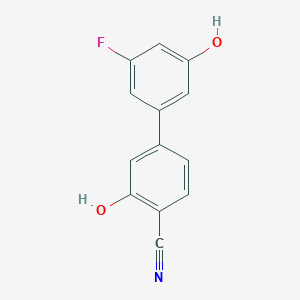 molecular formula C13H8FNO2 B6375877 2-Cyano-5-(3-fluoro-5-hydroxyphenyl)phenol, 95% CAS No. 1261931-77-4