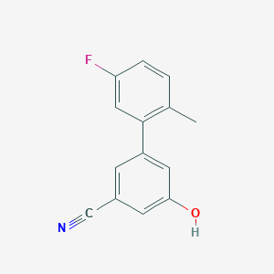 molecular formula C14H10FNO B6375884 3-Cyano-5-(5-fluoro-2-methylphenyl)phenol, 95% CAS No. 1261894-68-1