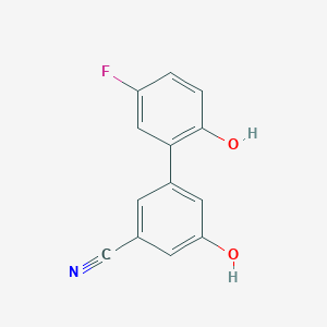 molecular formula C13H8FNO2 B6375900 3-Cyano-5-(5-fluoro-2-hydroxyphenyl)phenol, 95% CAS No. 1262003-30-4