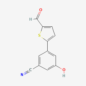 molecular formula C12H7NO2S B6375906 5-(5-Formylthiophen-2-yl)-3-cyanophenol, 95% CAS No. 1261919-02-1
