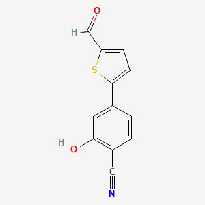 molecular formula C12H7NO2S B6375908 5-(5-Formylthiophen-2-yl)-2-cyanophenol, 95% CAS No. 1261901-04-5
