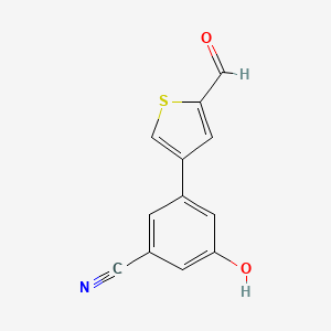 molecular formula C12H7NO2S B6375935 5-(2-Formylthiophen-4-yl)-3-cyanophenol, 95% CAS No. 1261919-01-0