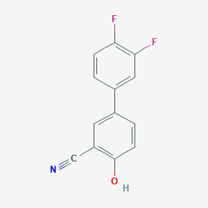 molecular formula C13H7F2NO B6375996 2-Cyano-4-(3,4-difluorophenyl)phenol, 95% CAS No. 1261919-03-2