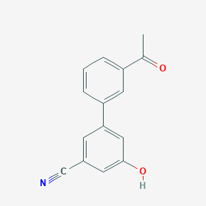 molecular formula C15H11NO2 B6376010 5-(3-Acetylphenyl)-3-cyanophenol, 95% CAS No. 1261983-08-7
