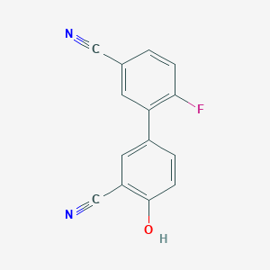 molecular formula C14H7FN2O B6376065 2-Cyano-4-(5-cyano-2-fluorophenyl)phenol, 95% CAS No. 1261889-29-5
