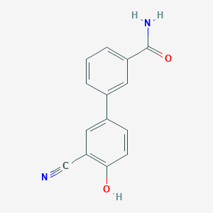 molecular formula C14H10N2O2 B6376075 4-(3-Aminocarbonylphenyl)-2-cyanophenol, 95% CAS No. 1261911-63-0