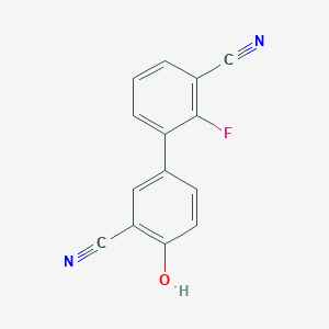 molecular formula C14H7FN2O B6376081 2-Cyano-4-(3-cyano-2-fluorophenyl)phenol, 95% CAS No. 1261931-97-8