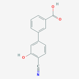 molecular formula C14H9NO3 B6376089 5-(3-Carboxyphenyl)-2-cyanophenol, 95% CAS No. 1262003-35-9