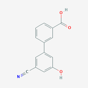 molecular formula C14H9NO3 B6376109 5-(3-Carboxyphenyl)-3-cyanophenol, 95% CAS No. 1261889-39-7