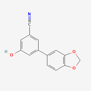 molecular formula C14H9NO3 B6376113 3-Cyano-5-(3,4-methylenedioxyphenyl)phenol, 95% CAS No. 1261974-58-6