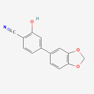 molecular formula C14H9NO3 B6376118 2-Cyano-5-(3,4-methylenedioxyphenyl)phenol, 95% CAS No. 1261911-74-3