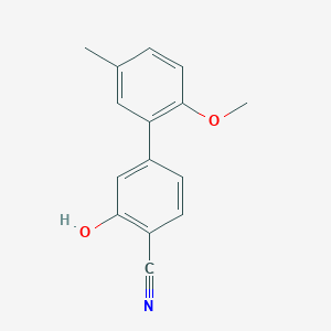 molecular formula C15H13NO2 B6376119 2-Cyano-5-(2-methoxy-5-methylphenyl)phenol, 95% CAS No. 1261974-66-6