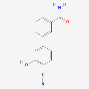 molecular formula C14H10N2O2 B6376125 5-(3-Aminocarbonylphenyl)-2-cyanophenol, 95% CAS No. 1261889-33-1