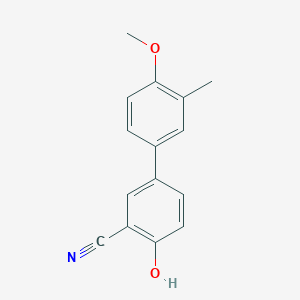 molecular formula C15H13NO2 B6376150 2-Cyano-4-(4-methoxy-3-methylphenyl)phenol, 95% CAS No. 1261974-72-4