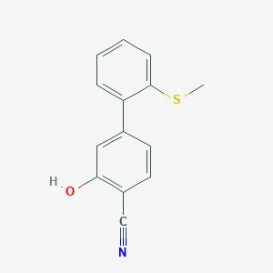 molecular formula C14H11NOS B6376168 2-Cyano-5-(2-methylthiophenyl)phenol, 95% CAS No. 1261891-48-8