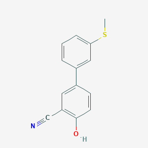 molecular formula C14H11NOS B6376172 2-Cyano-4-(3-methylthiophenyl)phenol, 95% CAS No. 1261891-50-2