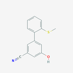 molecular formula C14H11NOS B6376183 3-Cyano-5-(2-methylthiophenyl)phenol, 95% CAS No. 1261919-10-1