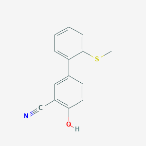molecular formula C14H11NOS B6376223 2-Cyano-4-(2-methylthiophenyl)phenol, 95% CAS No. 1261901-08-9
