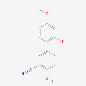 molecular formula C14H10FNO2 B6376231 2-Cyano-4-(2-fluoro-4-methoxyphenyl)phenol, 95% CAS No. 1261942-00-0