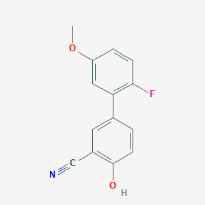 molecular formula C14H10FNO2 B6376247 2-Cyano-4-(2-fluoro-5-methoxyphenyl)phenol, 95% CAS No. 1261975-26-1