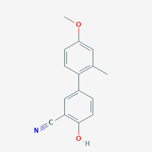 molecular formula C15H13NO2 B6376248 2-Cyano-4-(4-methoxy-2-methylphenyl)phenol, 95% CAS No. 1261911-78-7