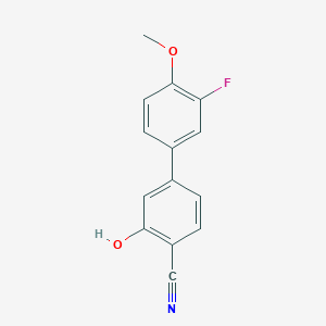 molecular formula C14H10FNO2 B6376251 2-Cyano-5-(3-fluoro-4-methoxyphenyl)phenol, 95% CAS No. 1261889-42-2