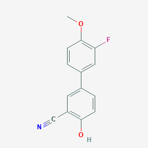 molecular formula C14H10FNO2 B6376261 2-Cyano-4-(3-fluoro-4-methoxyphenyl)phenol, 95% CAS No. 1261911-87-8