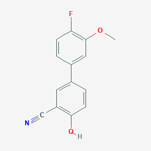 molecular formula C14H10FNO2 B6376264 2-Cyano-4-(4-fluoro-3-methoxyphenyl)phenol, 95% CAS No. 1261942-02-2