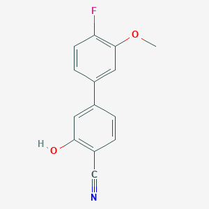 molecular formula C14H10FNO2 B6376274 2-Cyano-5-(4-fluoro-3-methoxyphenyl)phenol, 95% CAS No. 1261942-03-3