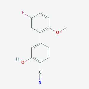 molecular formula C14H10FNO2 B6376275 2-Cyano-5-(5-fluoro-2-methoxyphenyl)phenol, 95% CAS No. 1262000-31-6