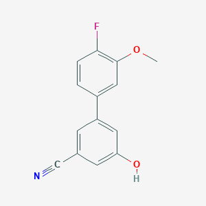 molecular formula C14H10FNO2 B6376284 3-Cyano-5-(4-fluoro-3-methoxyphenyl)phenol, 95% CAS No. 1261889-48-8
