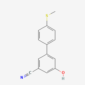 molecular formula C14H11NOS B6376290 3-Cyano-5-(4-methylthiophenyl)phenol, 95% CAS No. 1261968-27-7
